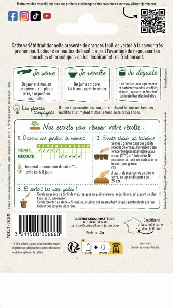 Aromatiques - Basilic Grand Vert - MEDIA_PACKAGING_VERSO